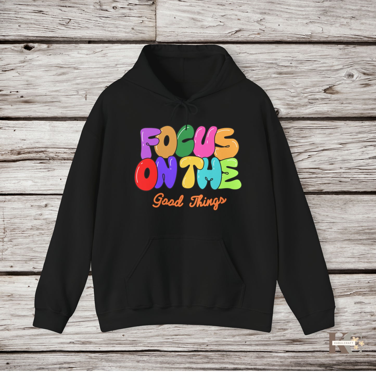 Black graphic letter cute  Hooded Sweatshirt