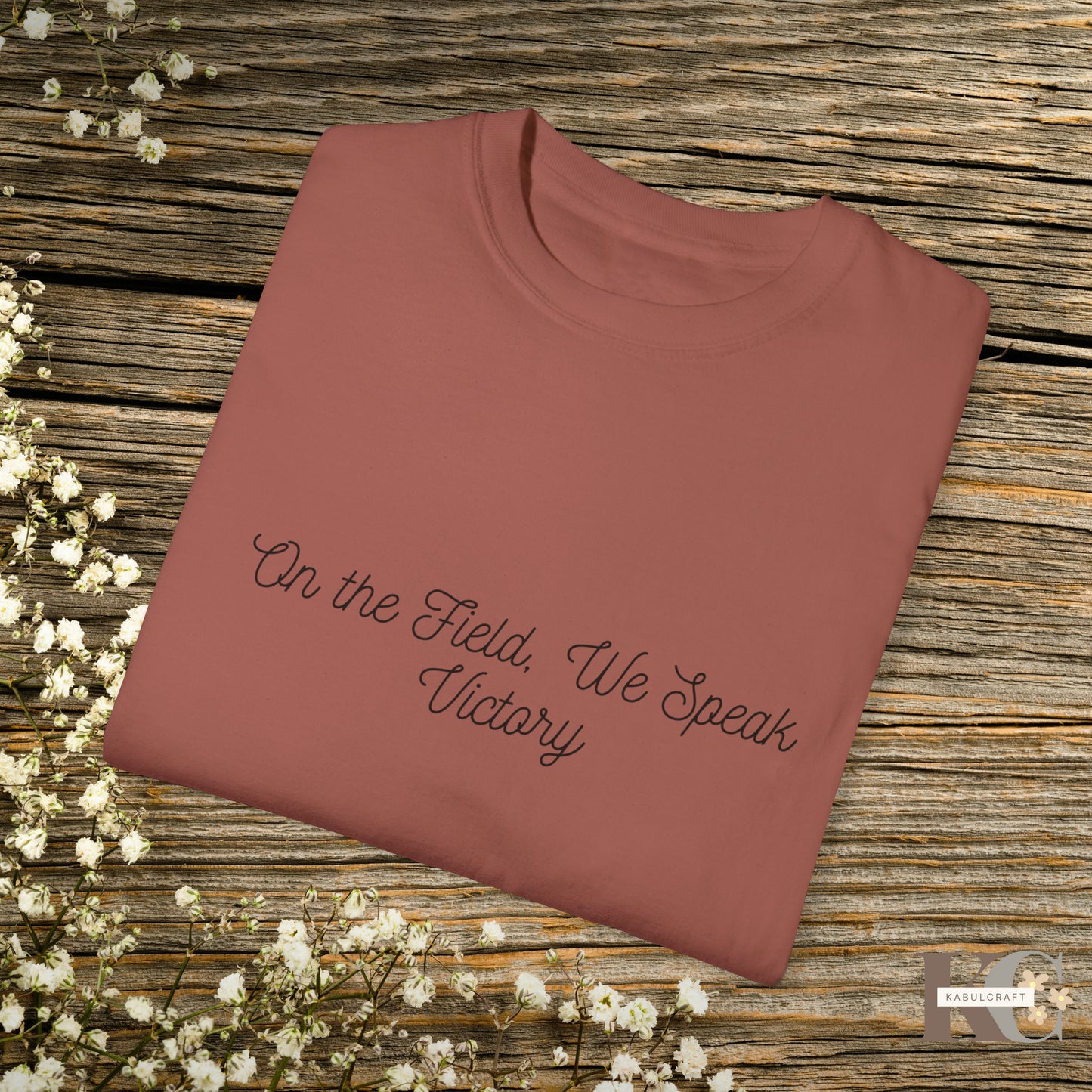 On the Field, We Speak Victory men’s T-shirt